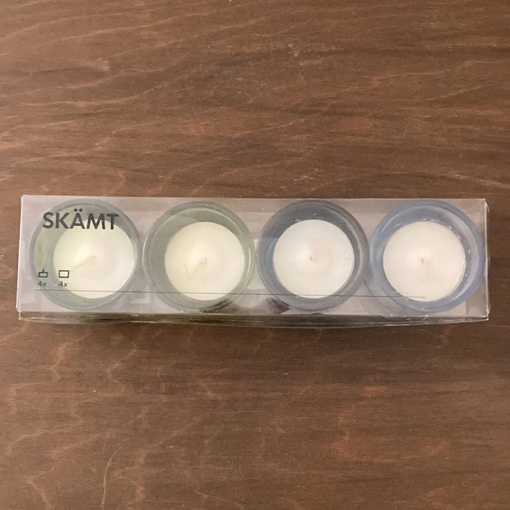 IKEA Skamt Tea Light Candle Holders in Blue Green Set of 4 in original package